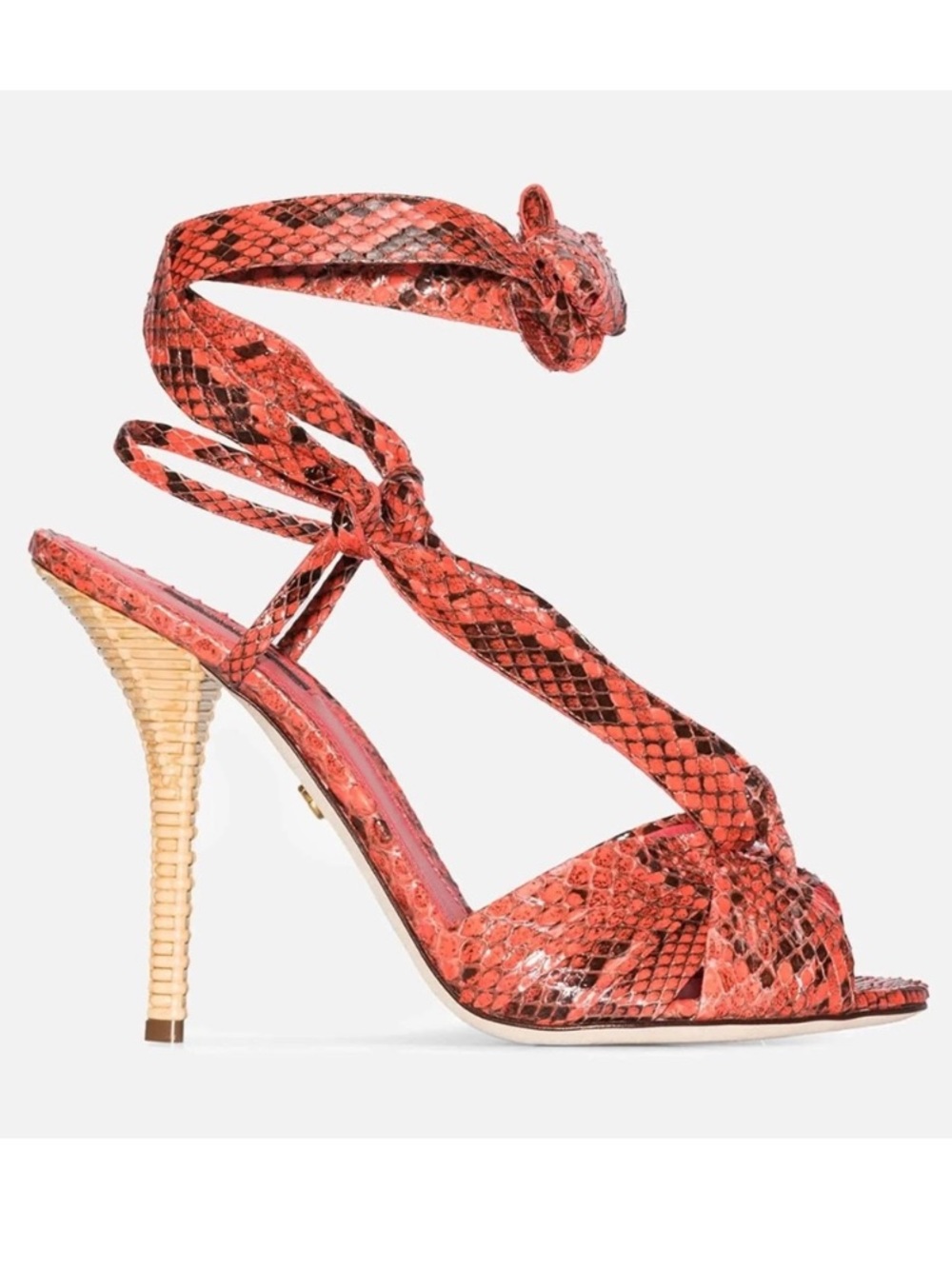 Dolce & Gabbana Python Skin Ankle Wrap Sandals Coral NWT Size 40